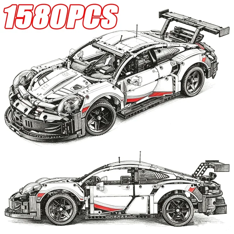 1580PCS 1:8 Scale RSR Race Car - Lego Set Technic ulasan dan harga