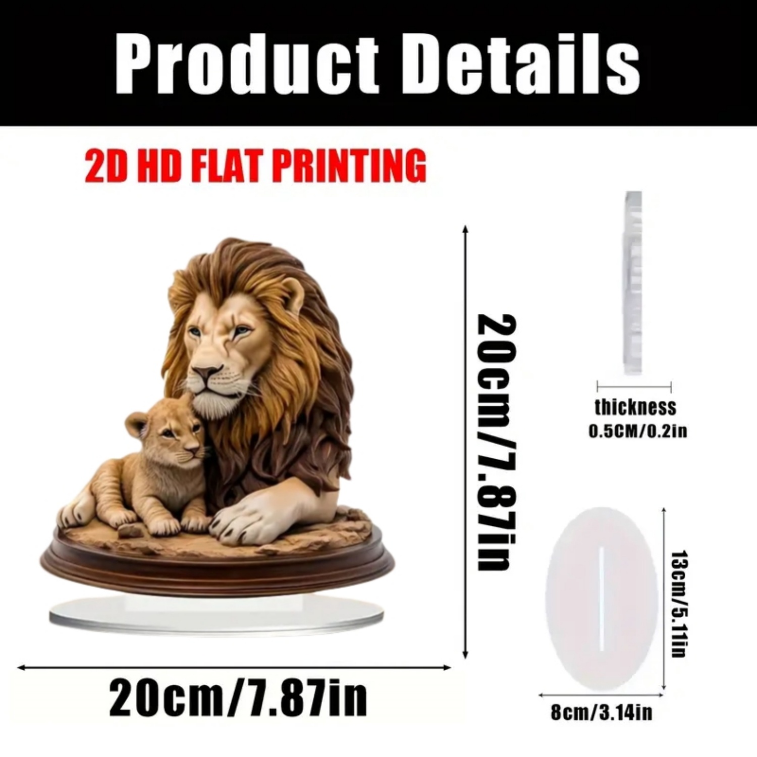 Male Lion Statue,2D Flat Anima - Display Case Acrylic ulasan dan harga