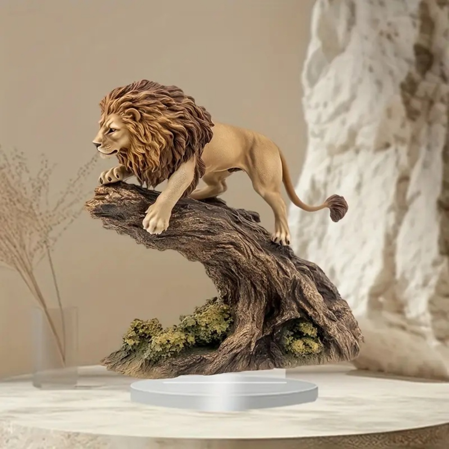 Male Lion Statue,2D Flat Anima - Display Case Acrylic ulasan dan harga